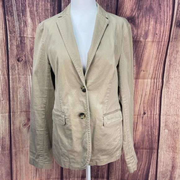 Talbots khaki colored cotton feel blazer jacket women’s size 10 - Picture 1 of 16